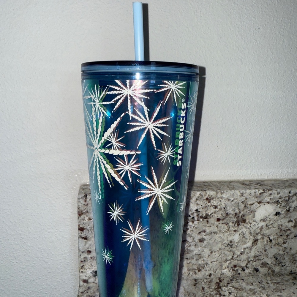 Starbucks 2023 Holiday Iridescent Blue Snowflake 24oz Tumbler